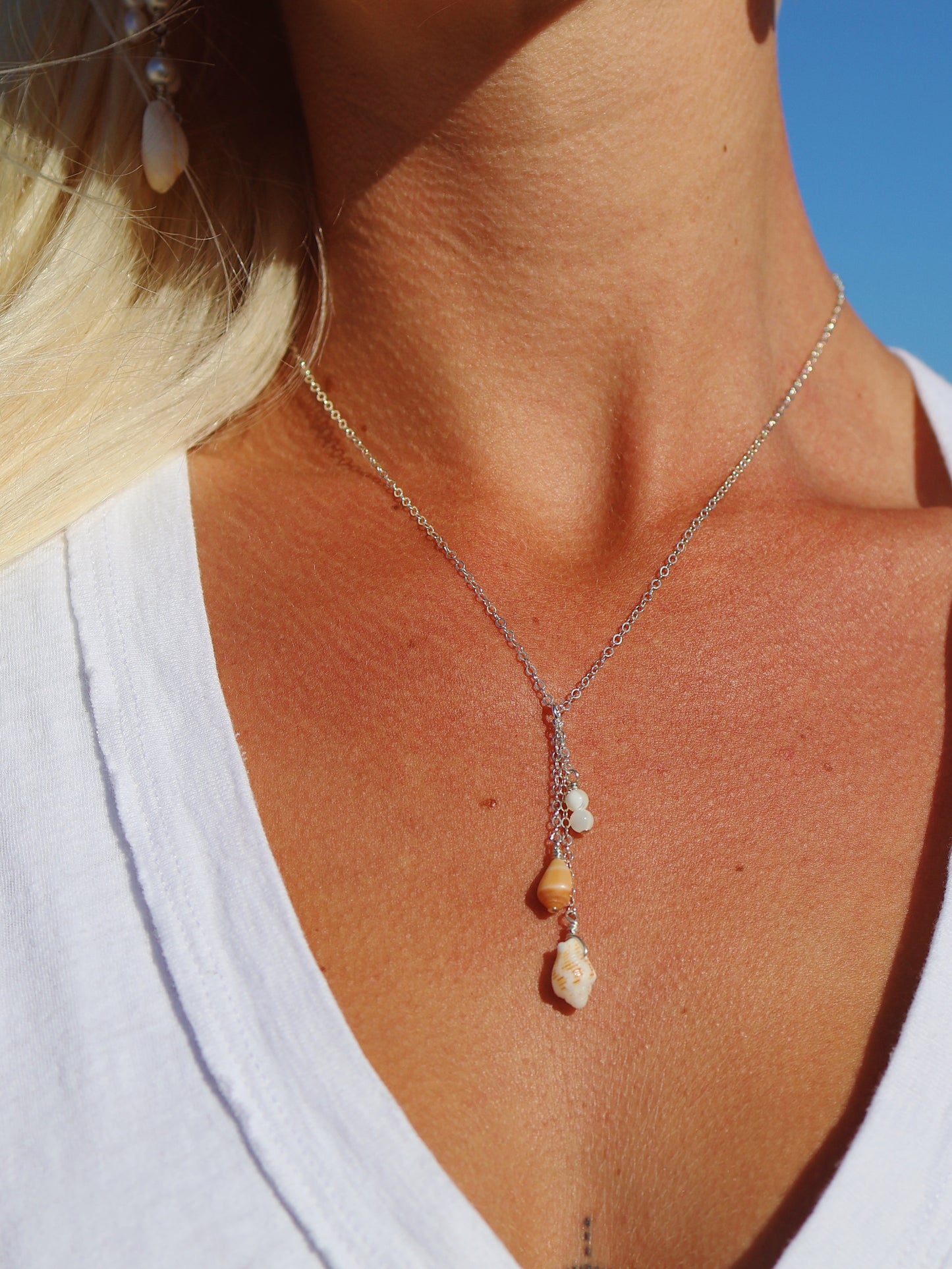 Sterling Silver Shell Lover Triple Drop