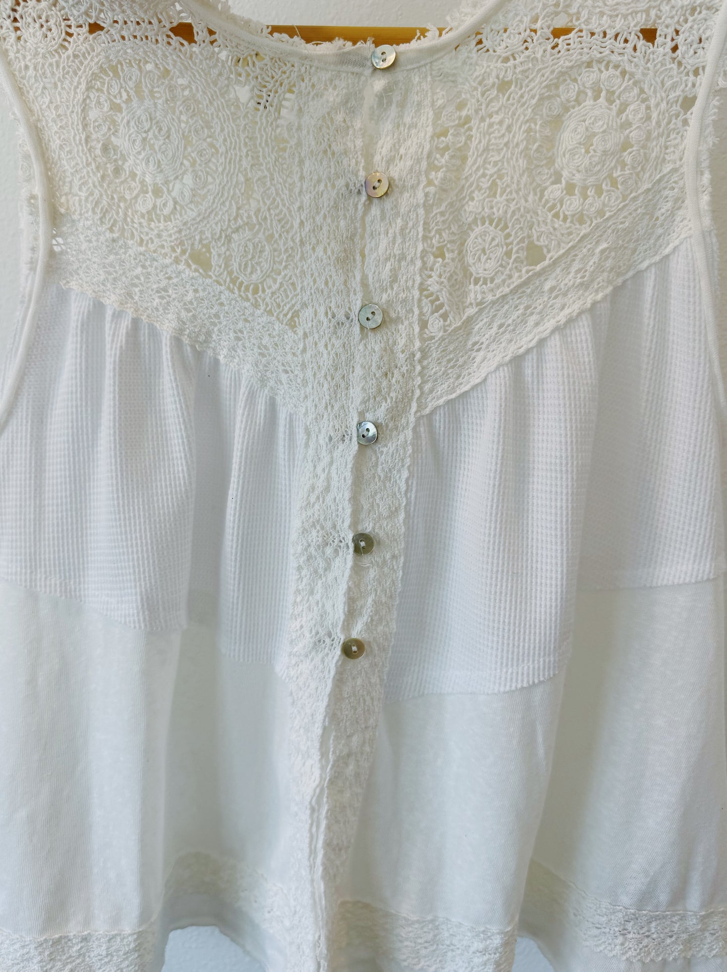 White Boho Contrast Crochet Knit Top