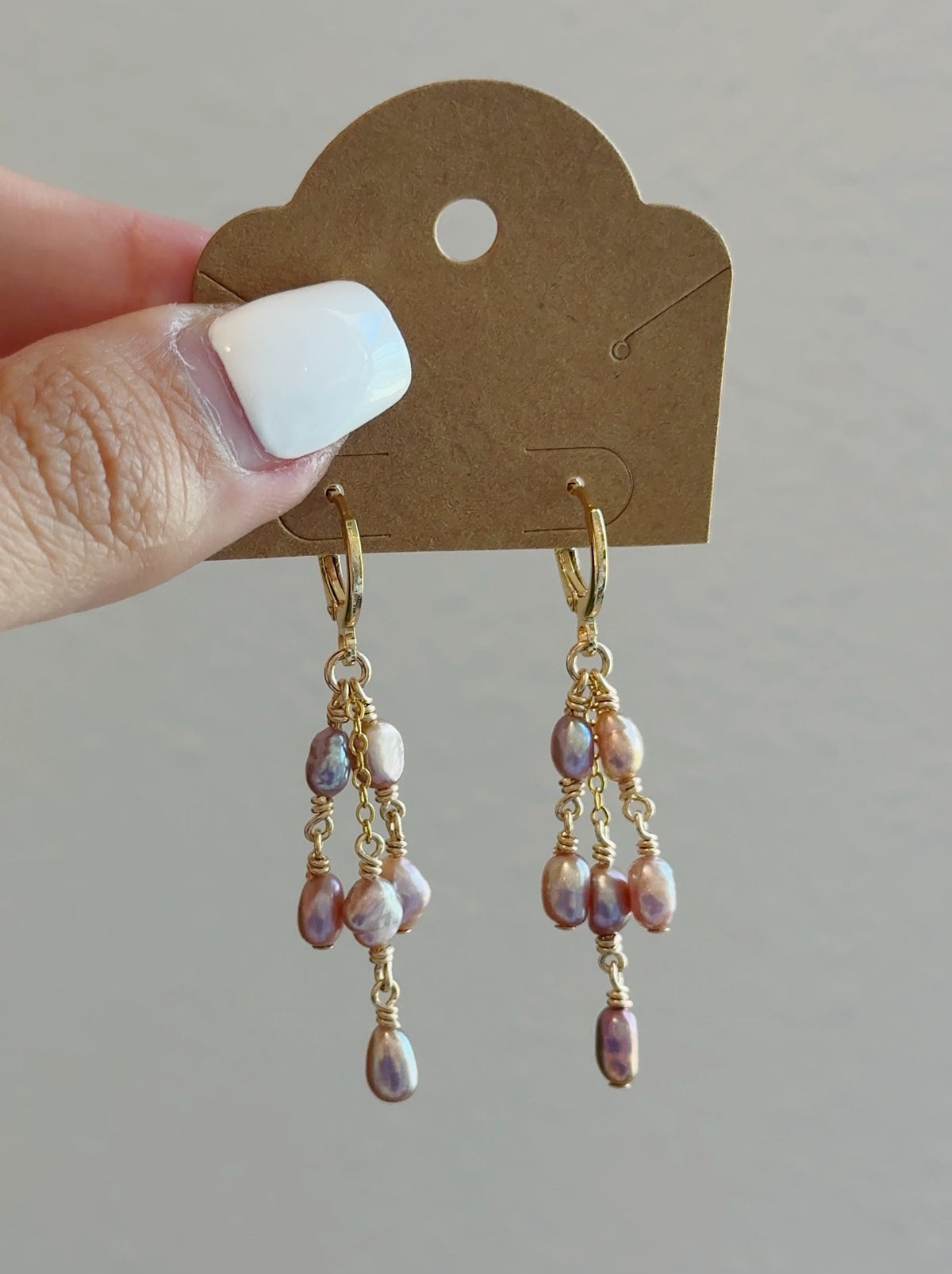Gold Filled Mermaid Pearl Chandelier Hoop Earrings