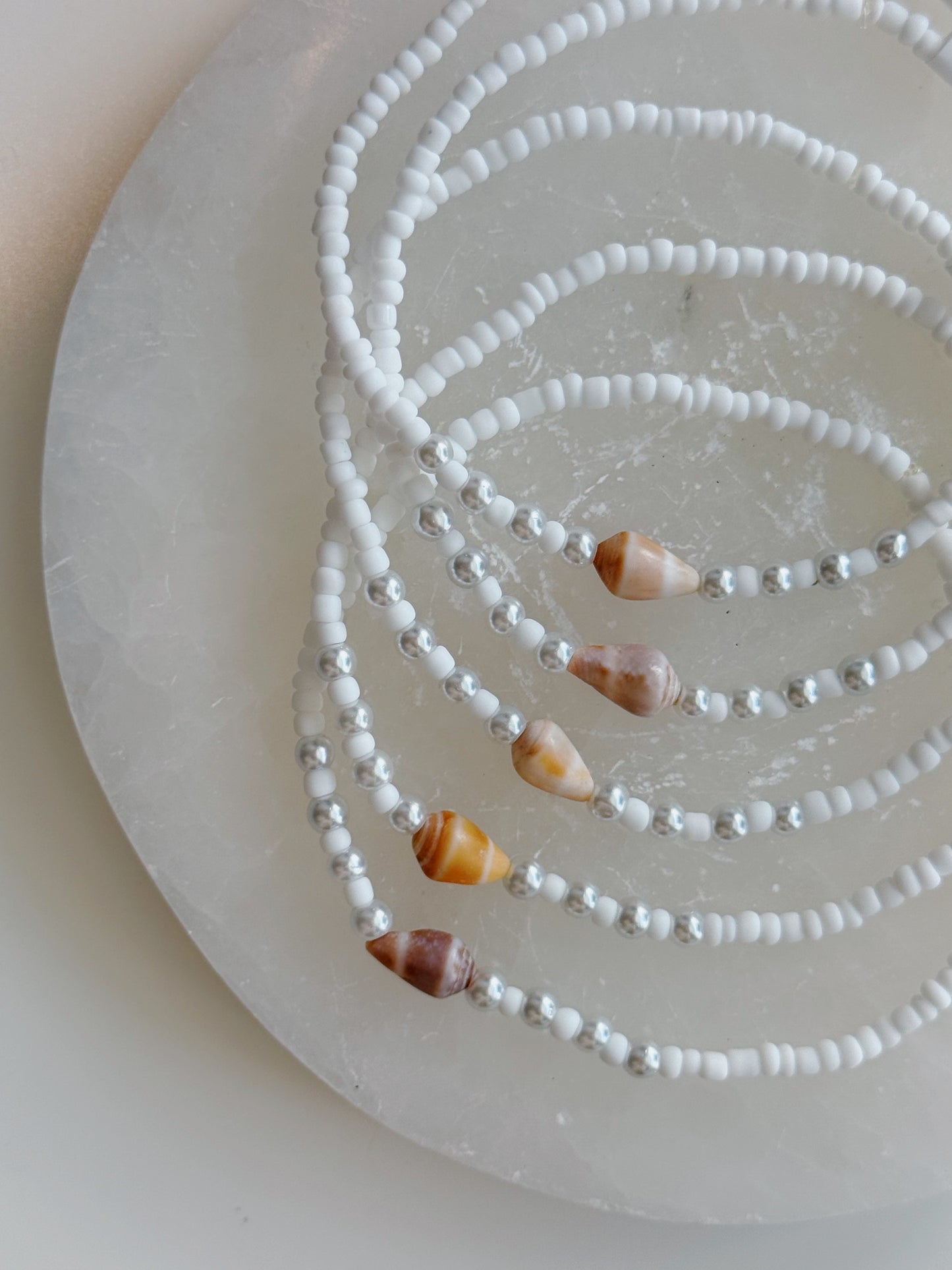 Orange Cone Shell Pearl Beaded Anklet