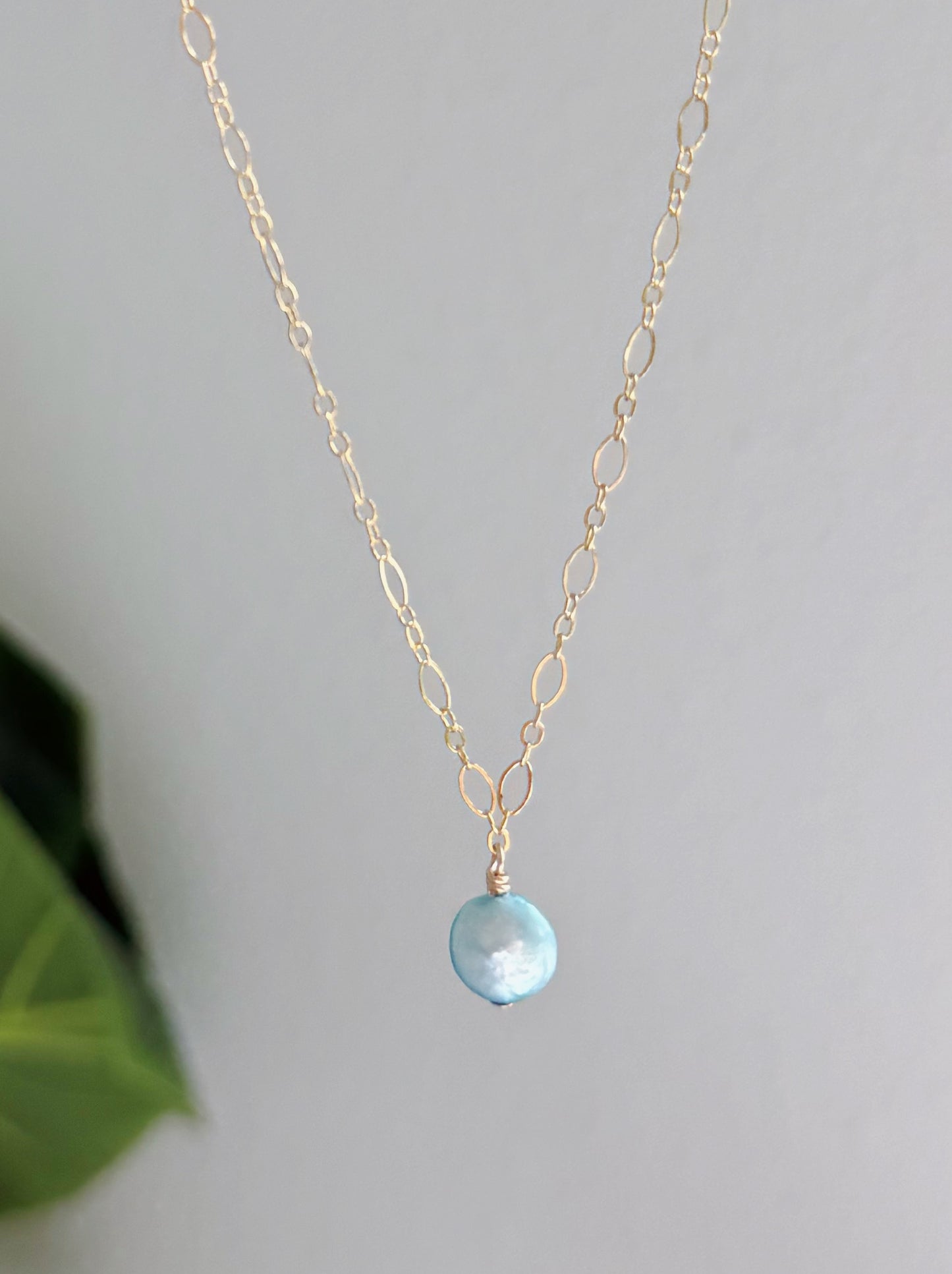 Gold Filled Fancy Turquoise Coin Pearl Necklace