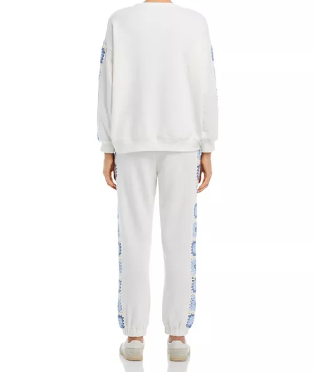 White & Blue Crochet Joggers