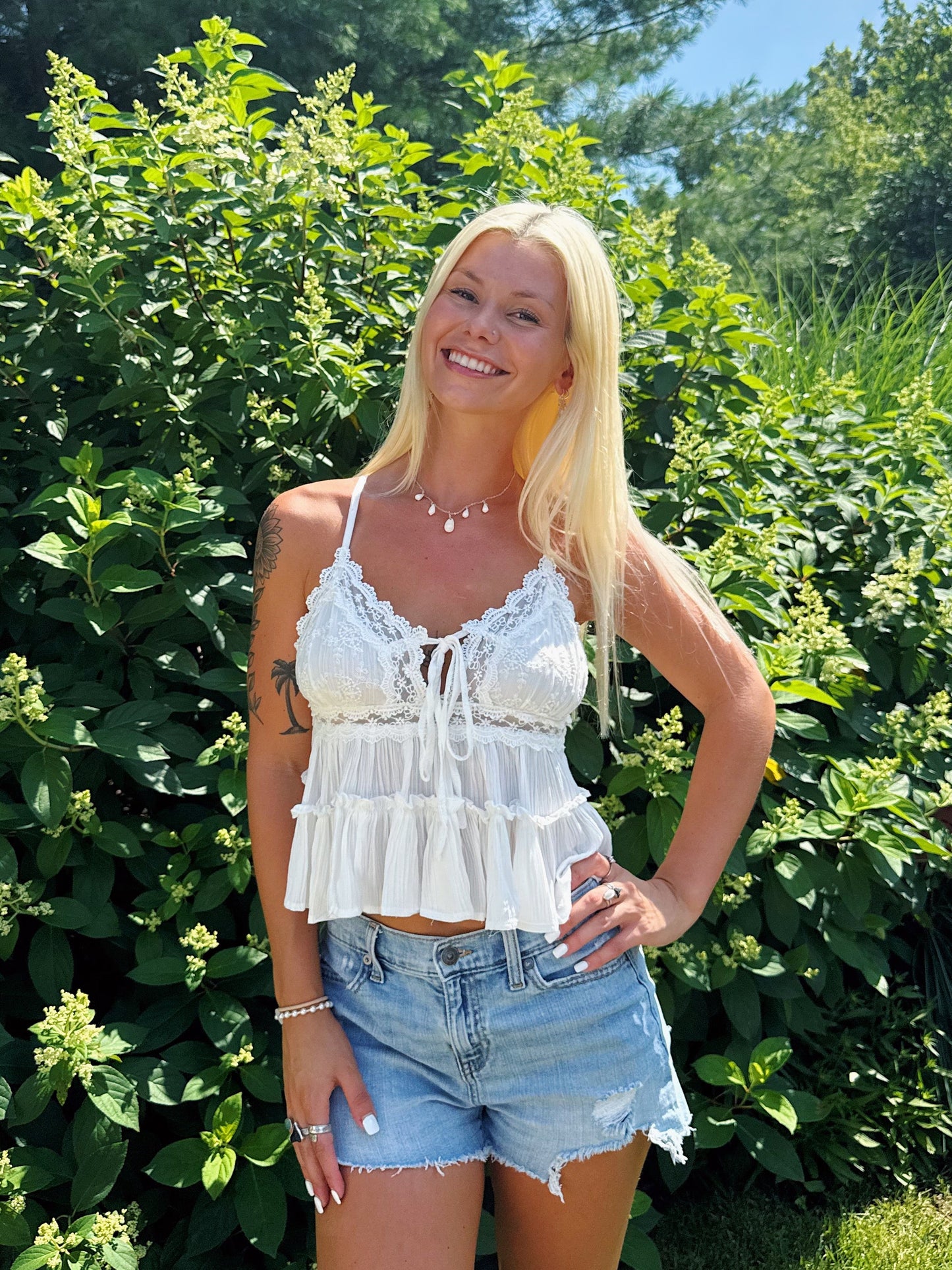 Lace Ruffle Babydoll Tank