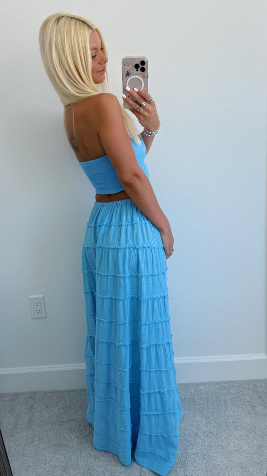 Ocean Blue Flowy Skirt