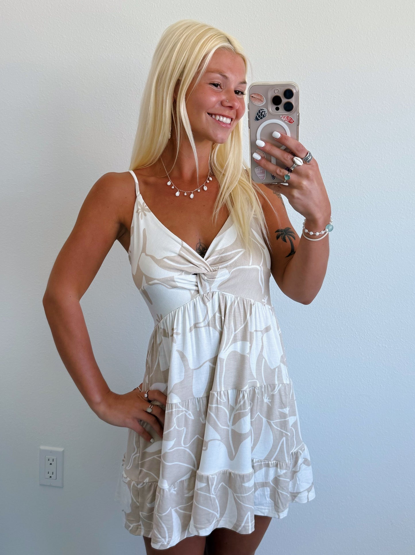 Hawaiian Floral Print Flowy Dress