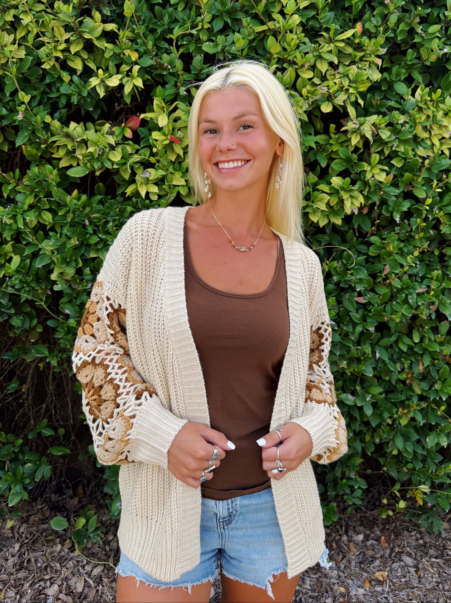 Neutral Crochet Sleeve Cardigan