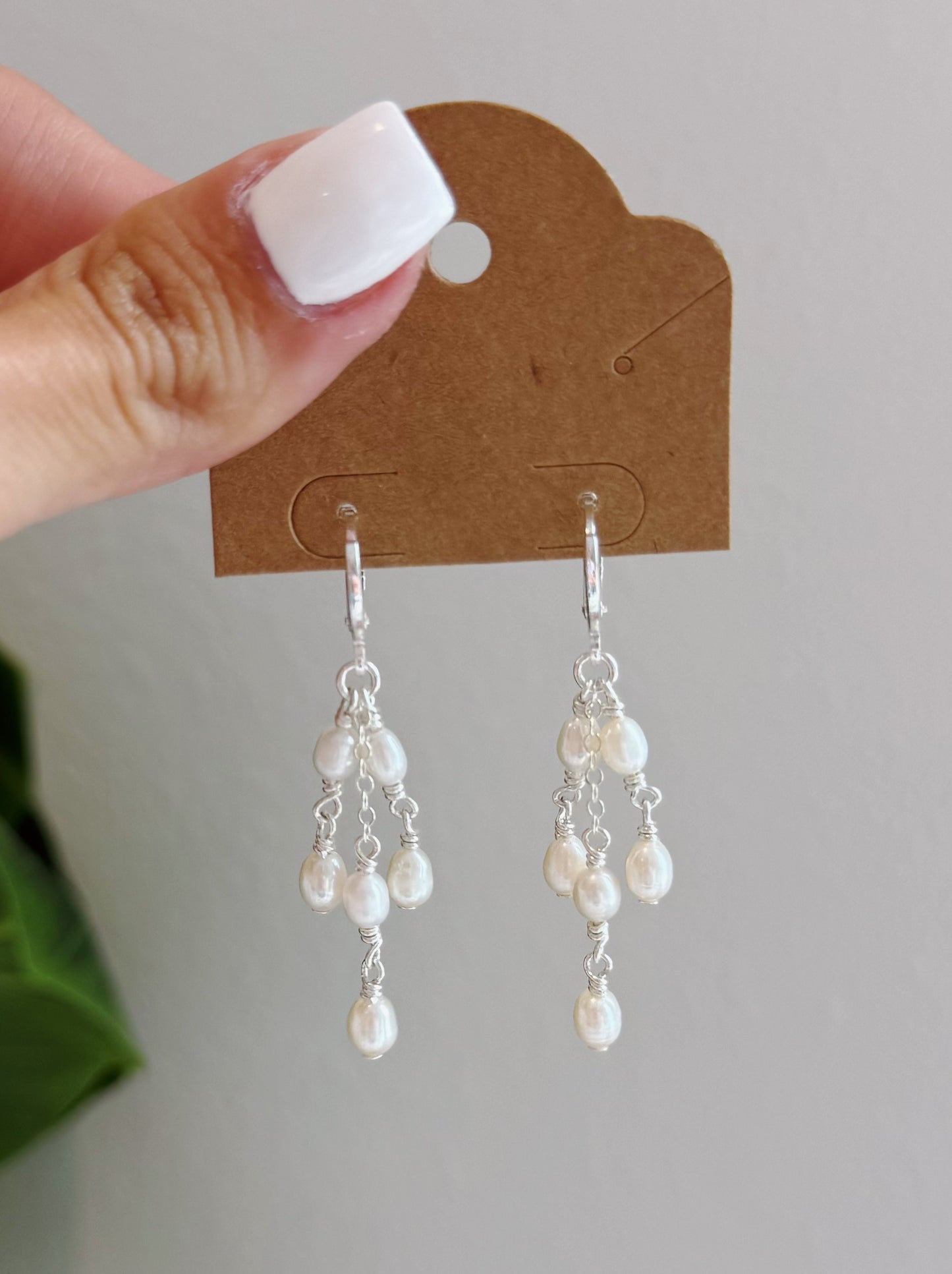 Sterling Silver Pearl Chandelier Hoop Earrings