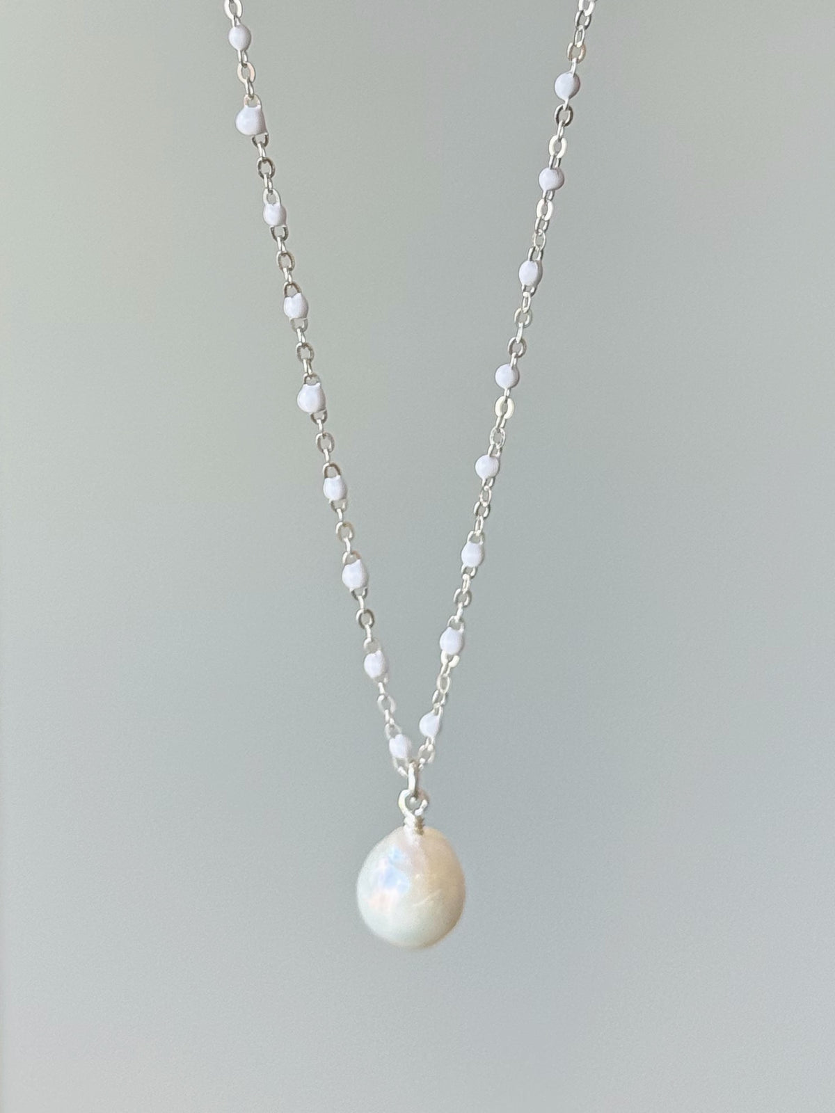 Sterling Silver Single Pearl Necklace