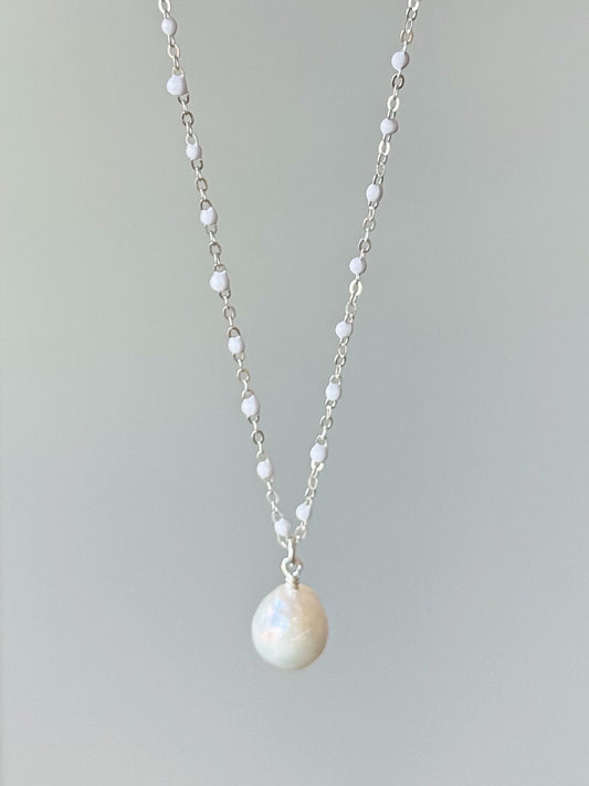 Sterling Silver Single Pearl Necklace