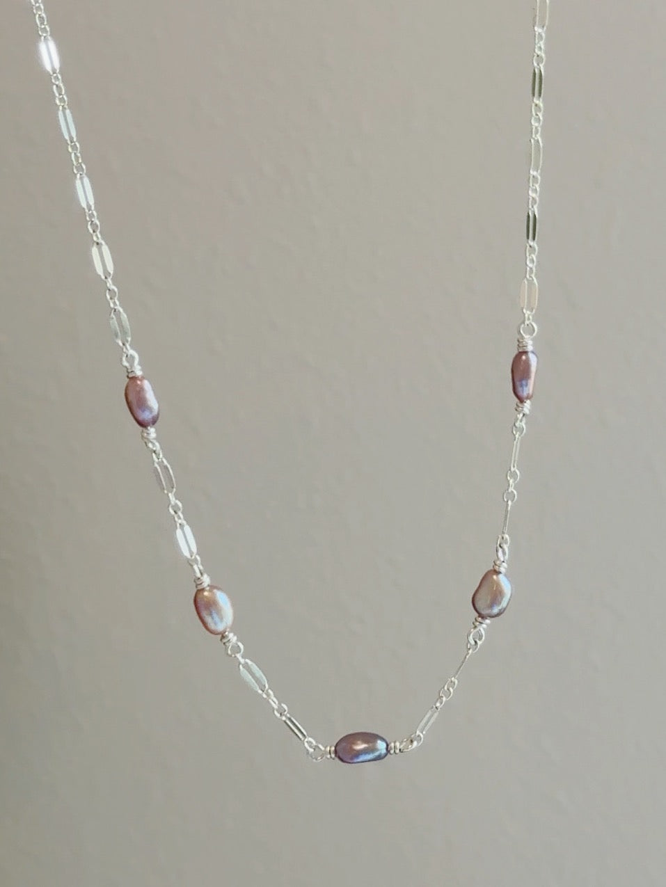 Sterling Silver Sparkle Mermaid Pearl Wrapped Chain Necklace