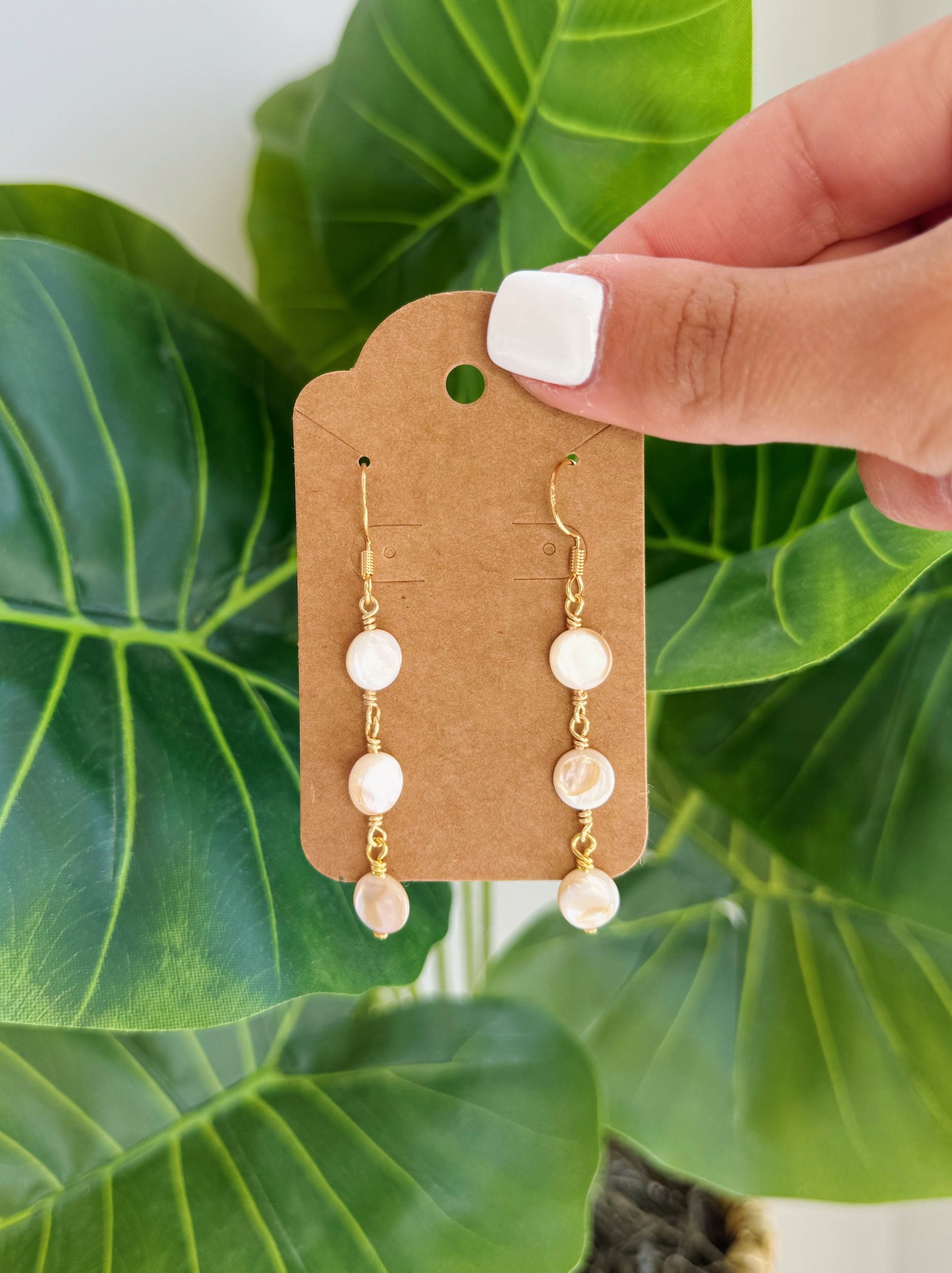 Gold Natural Abalone Shell Earrings