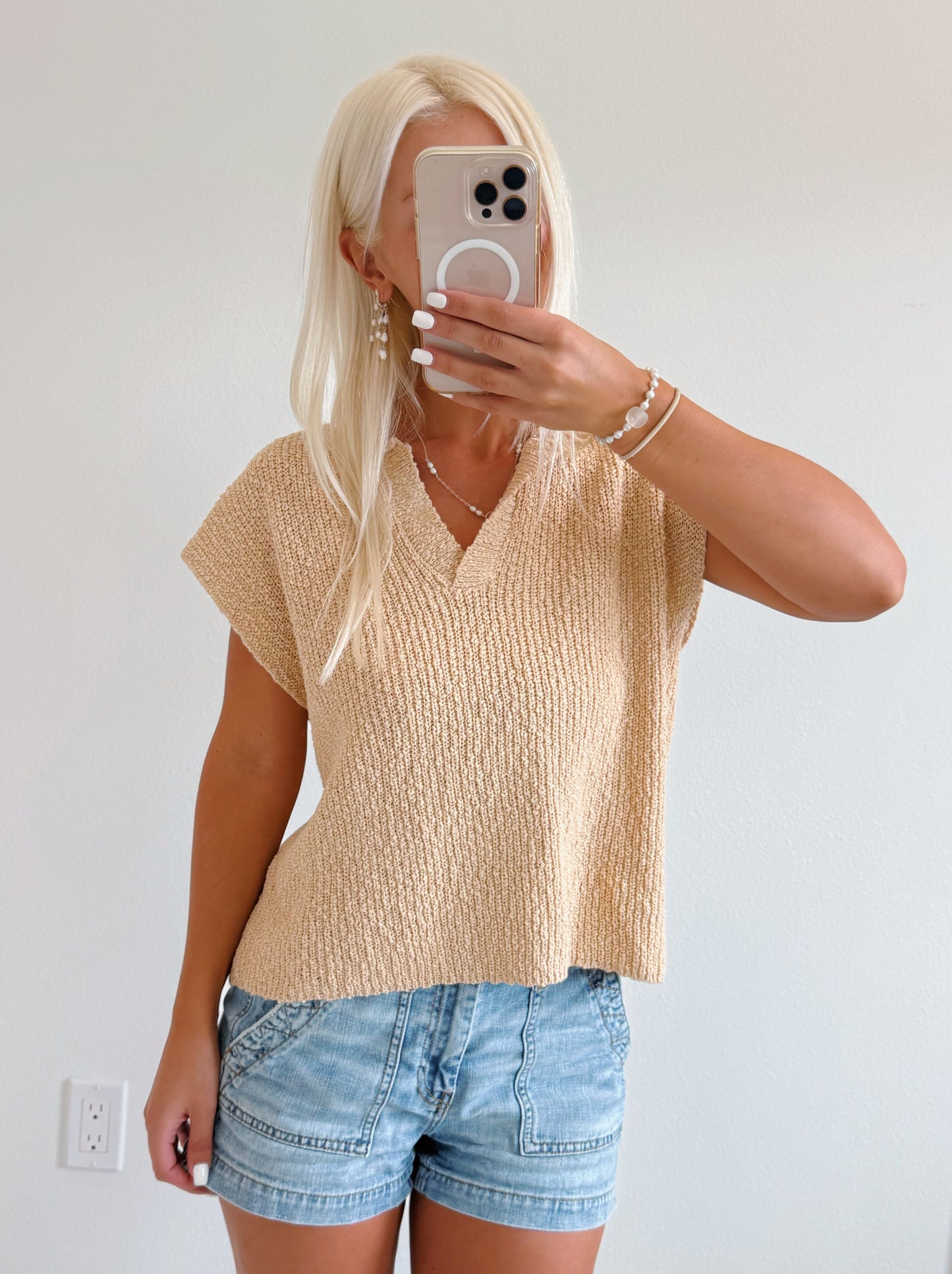 Effortless Knit Cap Sleeve Sweater Top