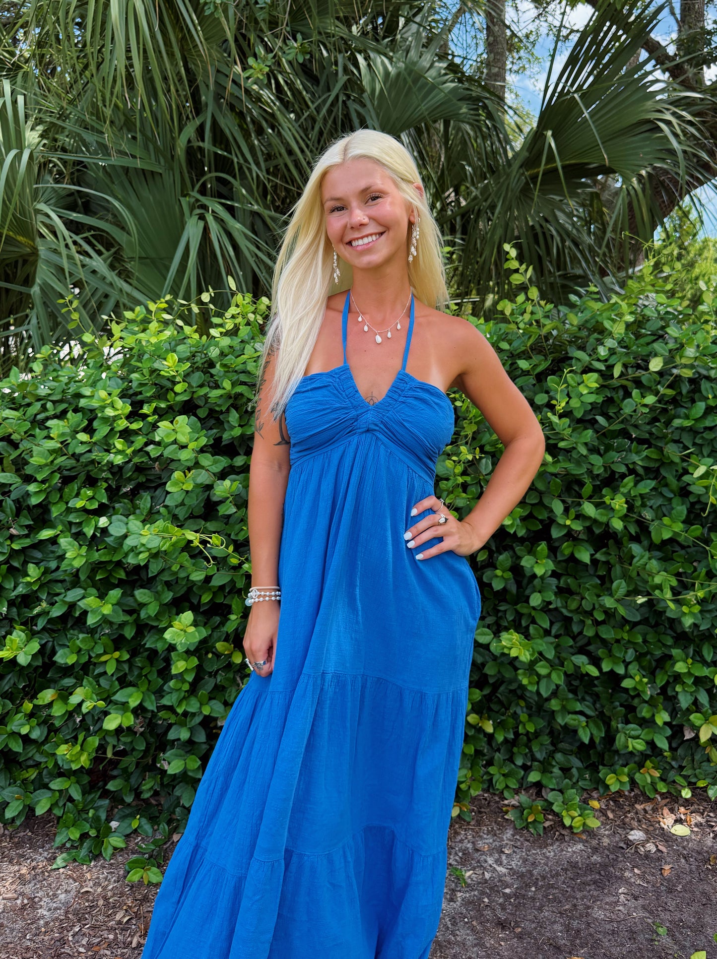 Royal Blue Tie Back Maxi Dress