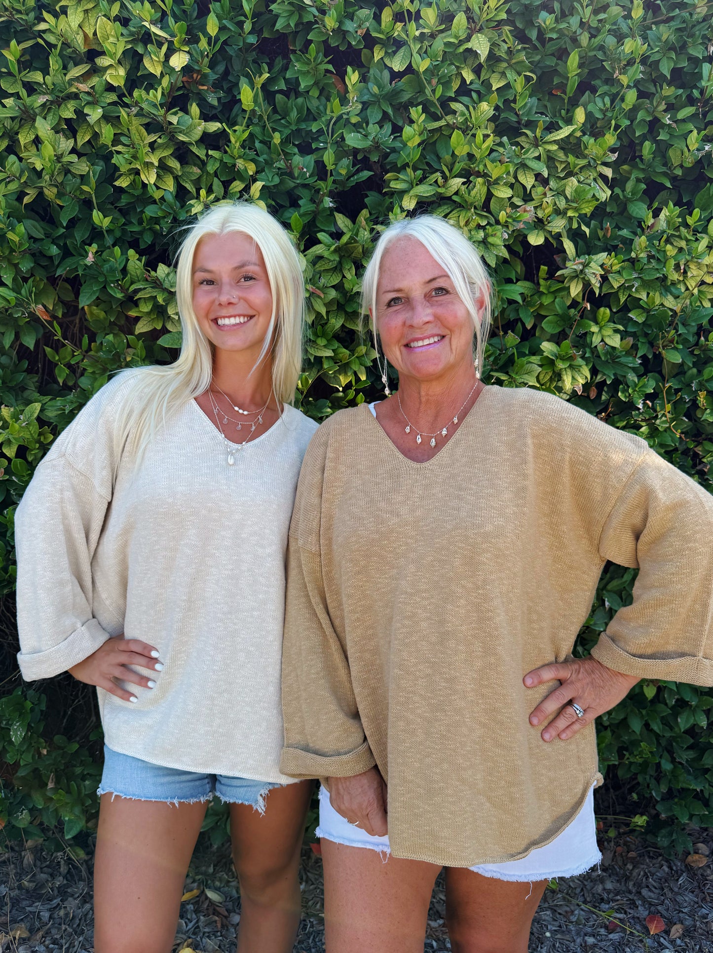 Silver V Neck Oversized Sweater