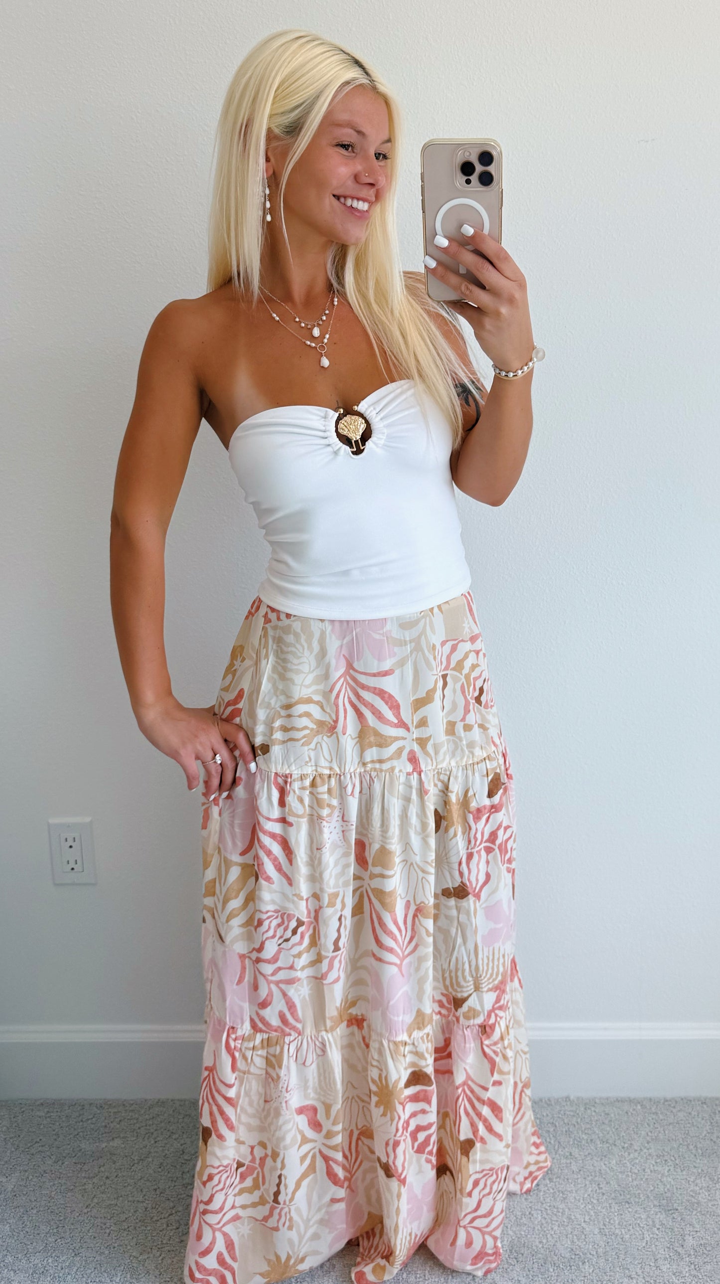 Tropical Print Maxi Skirt