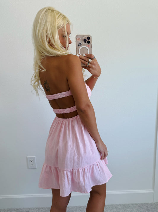 Light Pink Strapless Twist Dress