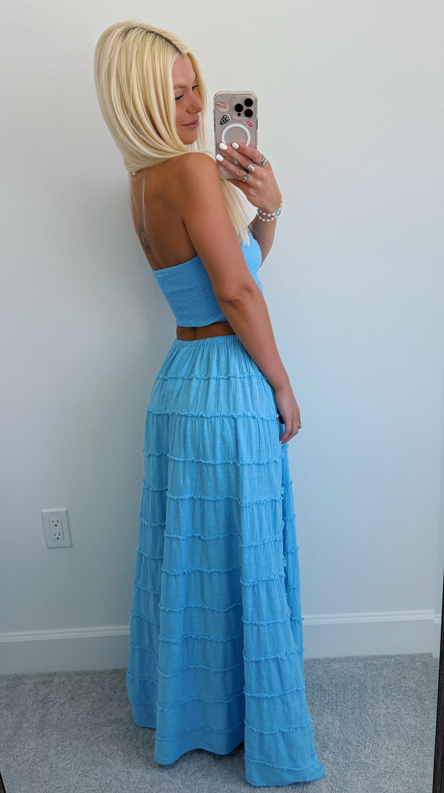 Ocean Blue Flowy Skirt