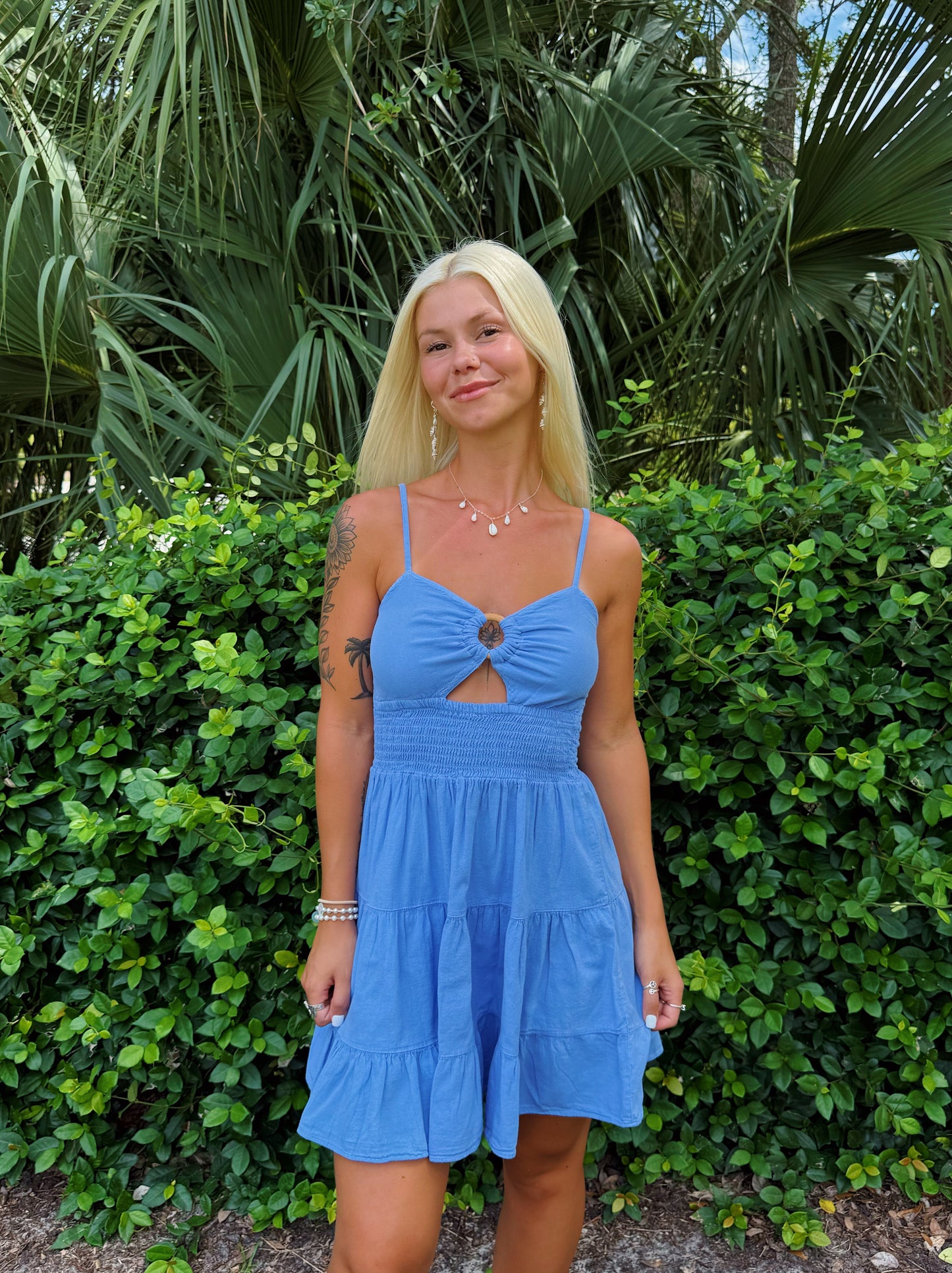 Periwinkle Ring Cut Out Dress