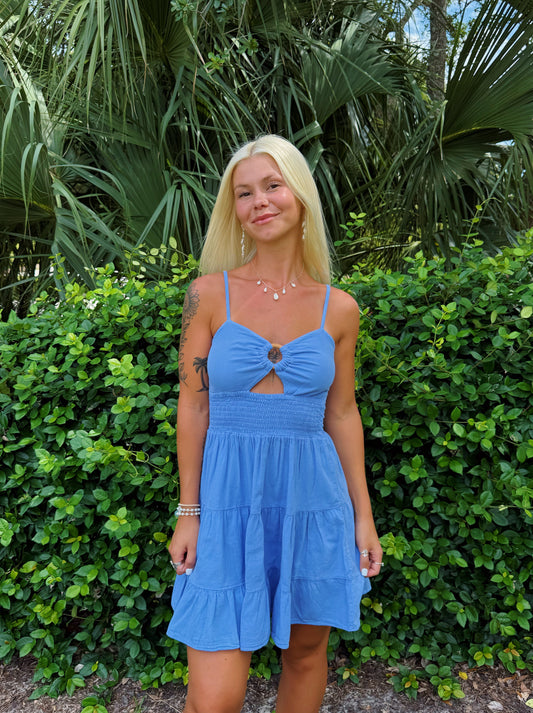 Periwinkle Ring Cut Out Dress