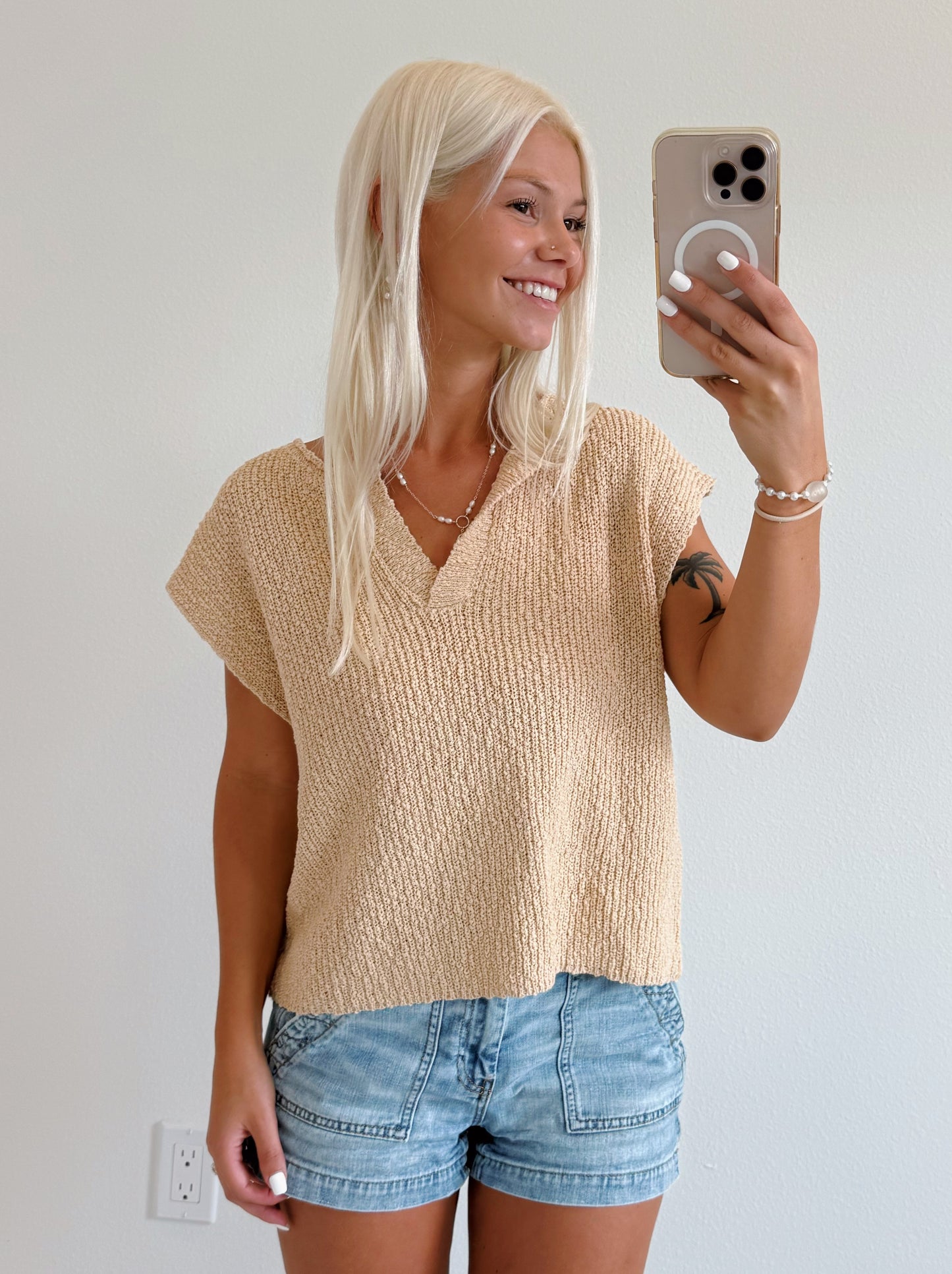 Effortless Knit Cap Sleeve Sweater Top