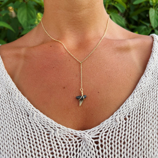 Shark Tooth Single Gold Drop Necklace