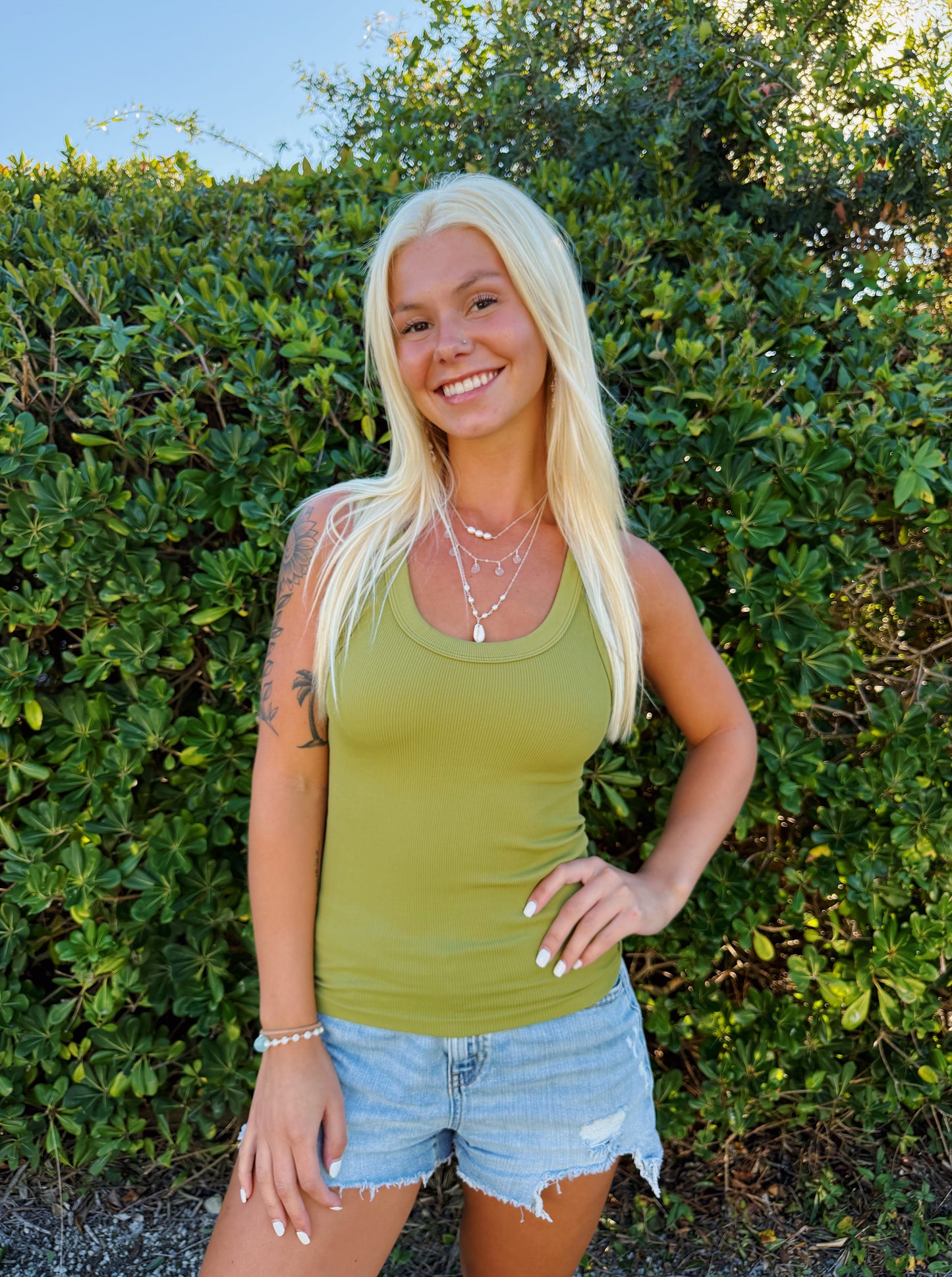 Guacamole Green Reversible Ribbed Tank