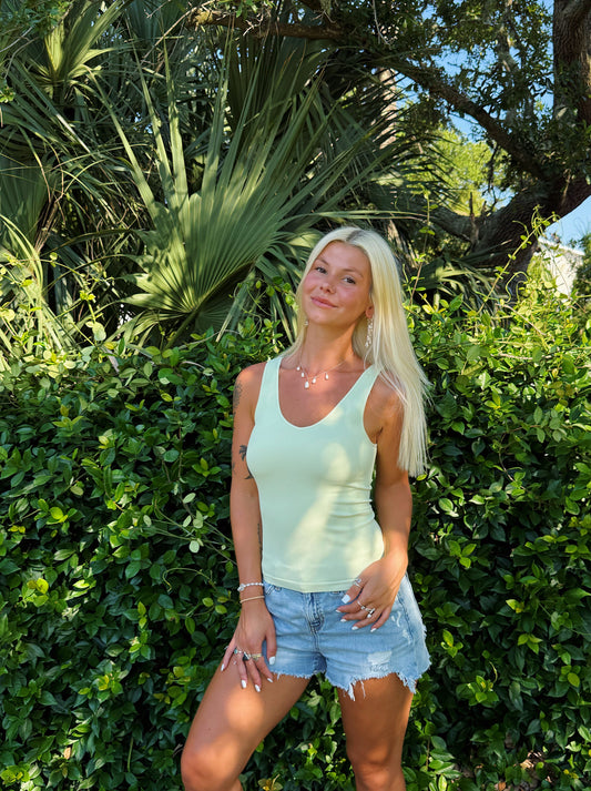 Pastel Pistachio Reversible Ribbed Tank Top