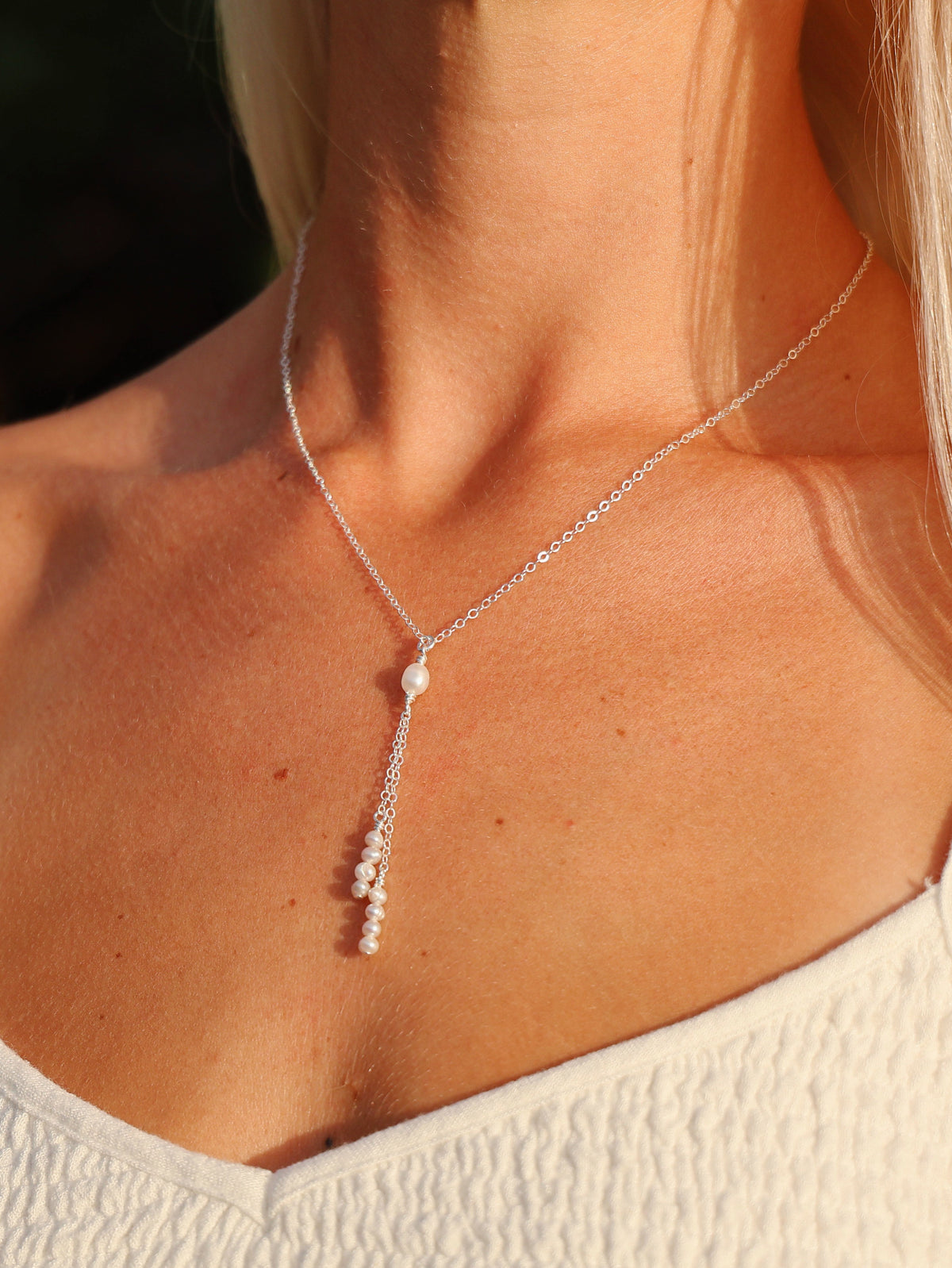 Sterling Silver Pearl Cascade Necklace