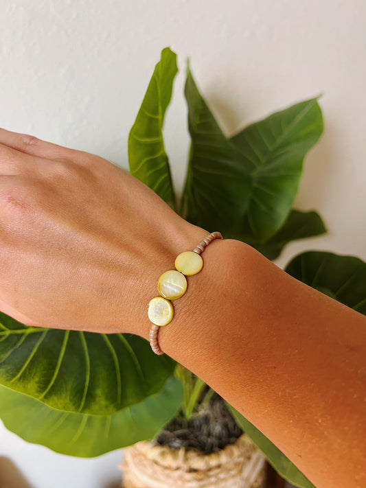 Yellow Abalone Shell Bracelet