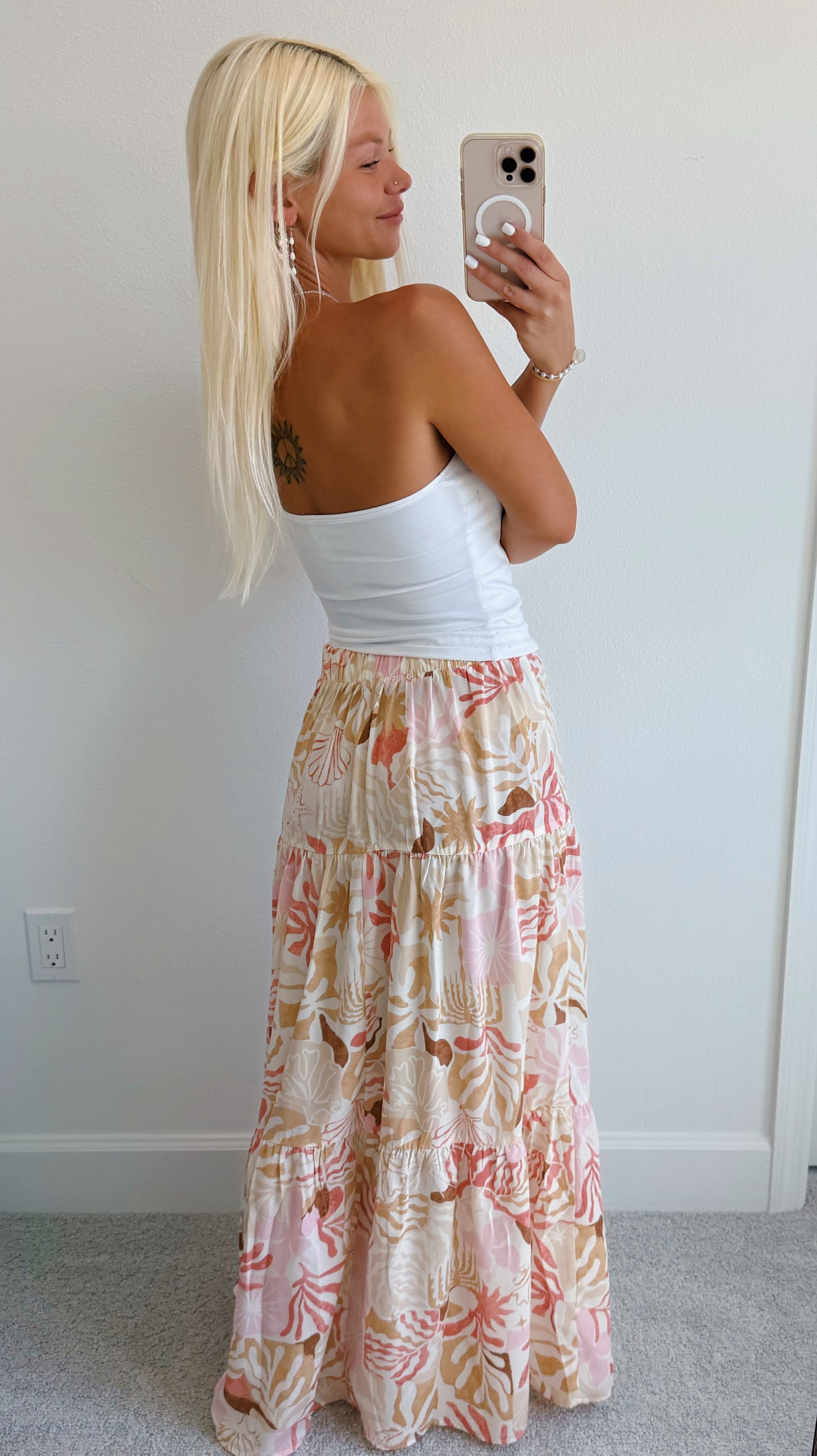 Tropical Print Maxi Skirt