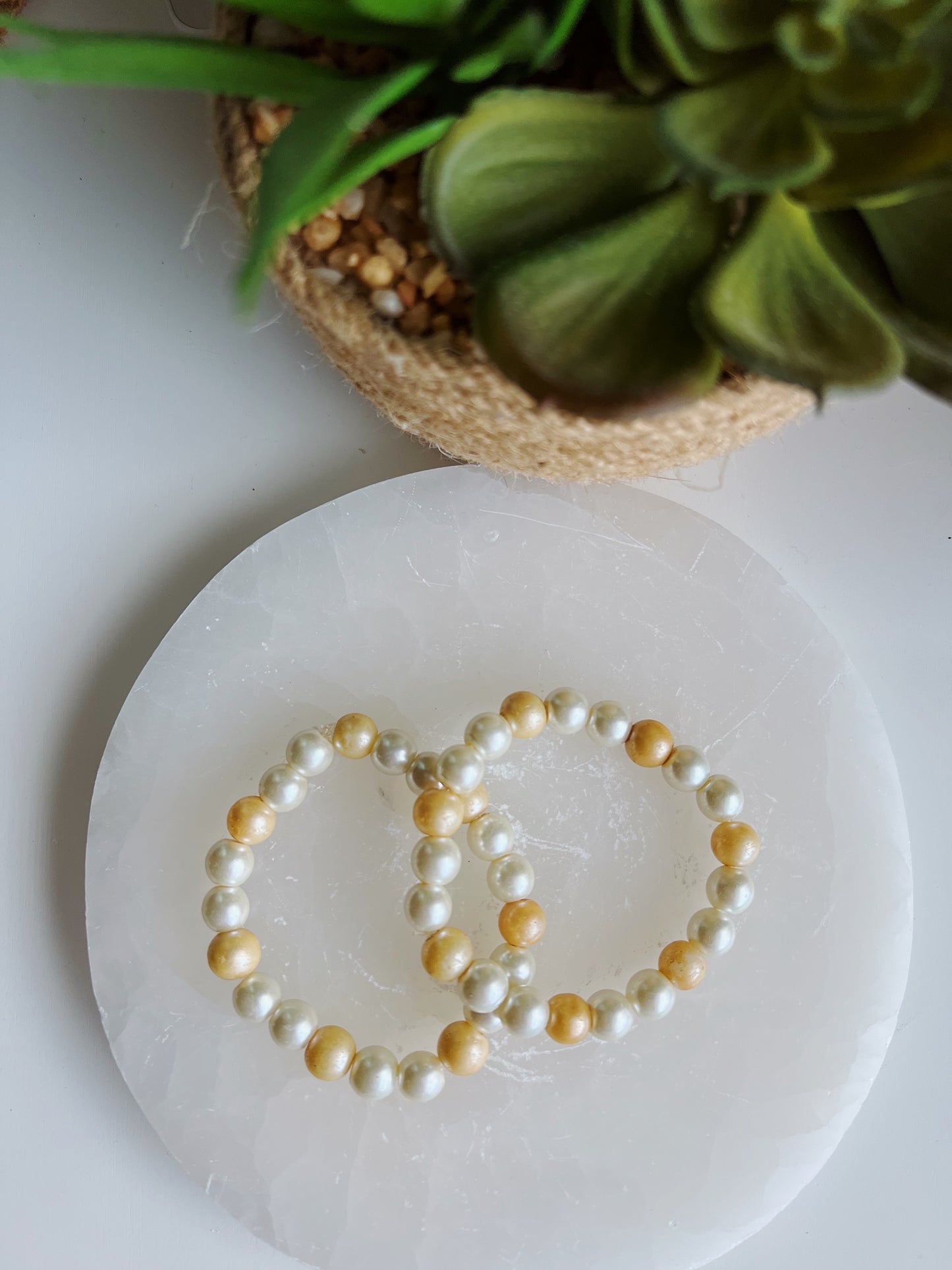 Freshwater & Orange Pearl Bracelet