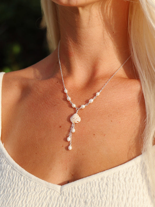 Sterling Silver Cayman Shell Waterfall Necklace