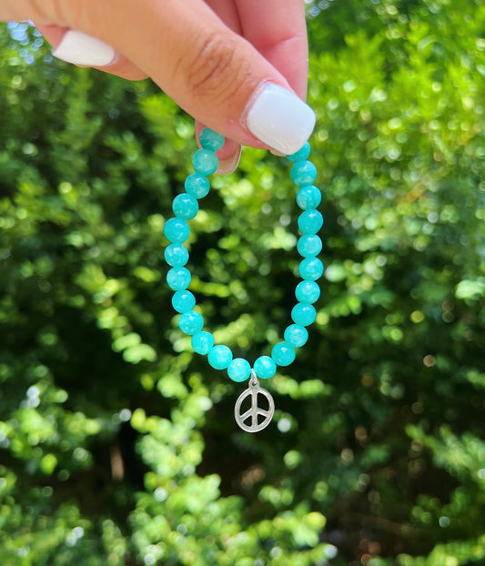 Bright Turquoise Peace Sign Bracelet