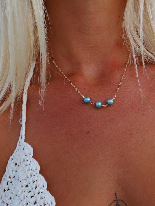 Gold Filled Teal Baroque Pearl Necklace