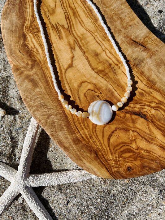 Natural Mother of Pearl Circle Necklace