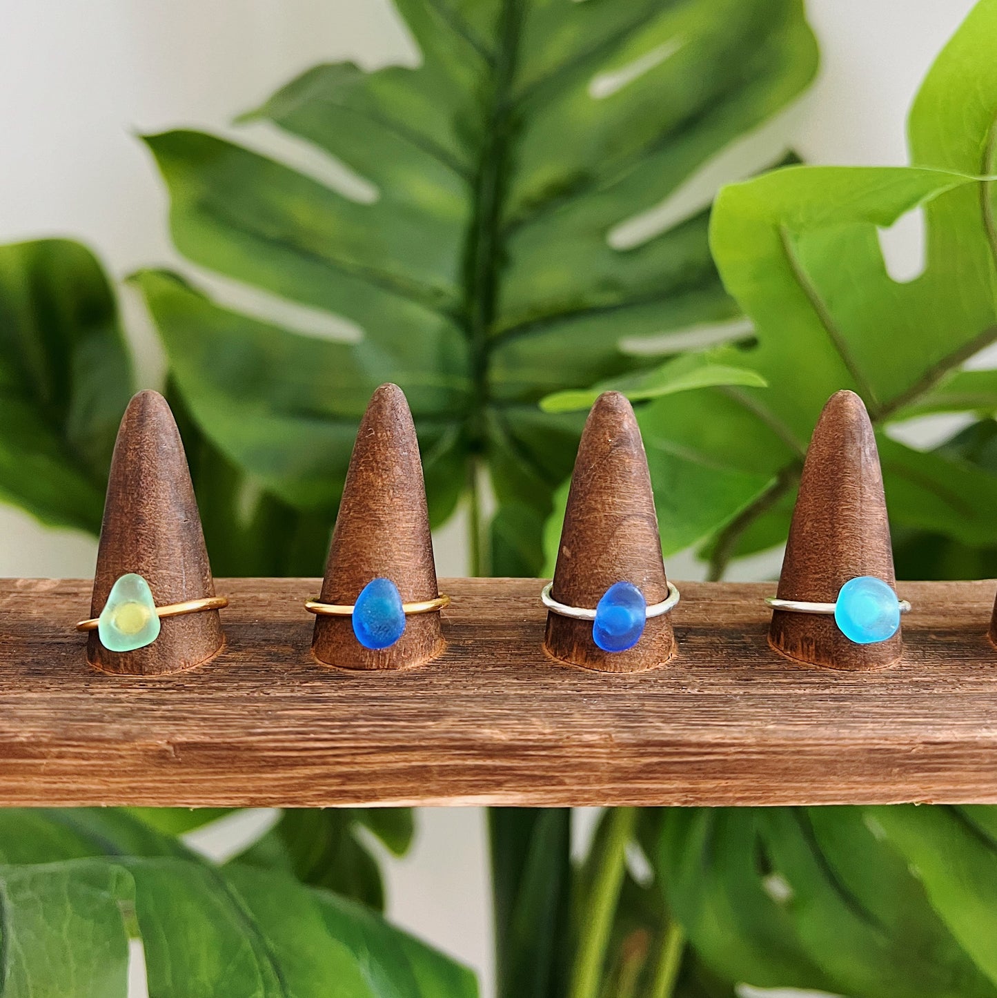 Sea Glass Adjustable Rings (Size 8)