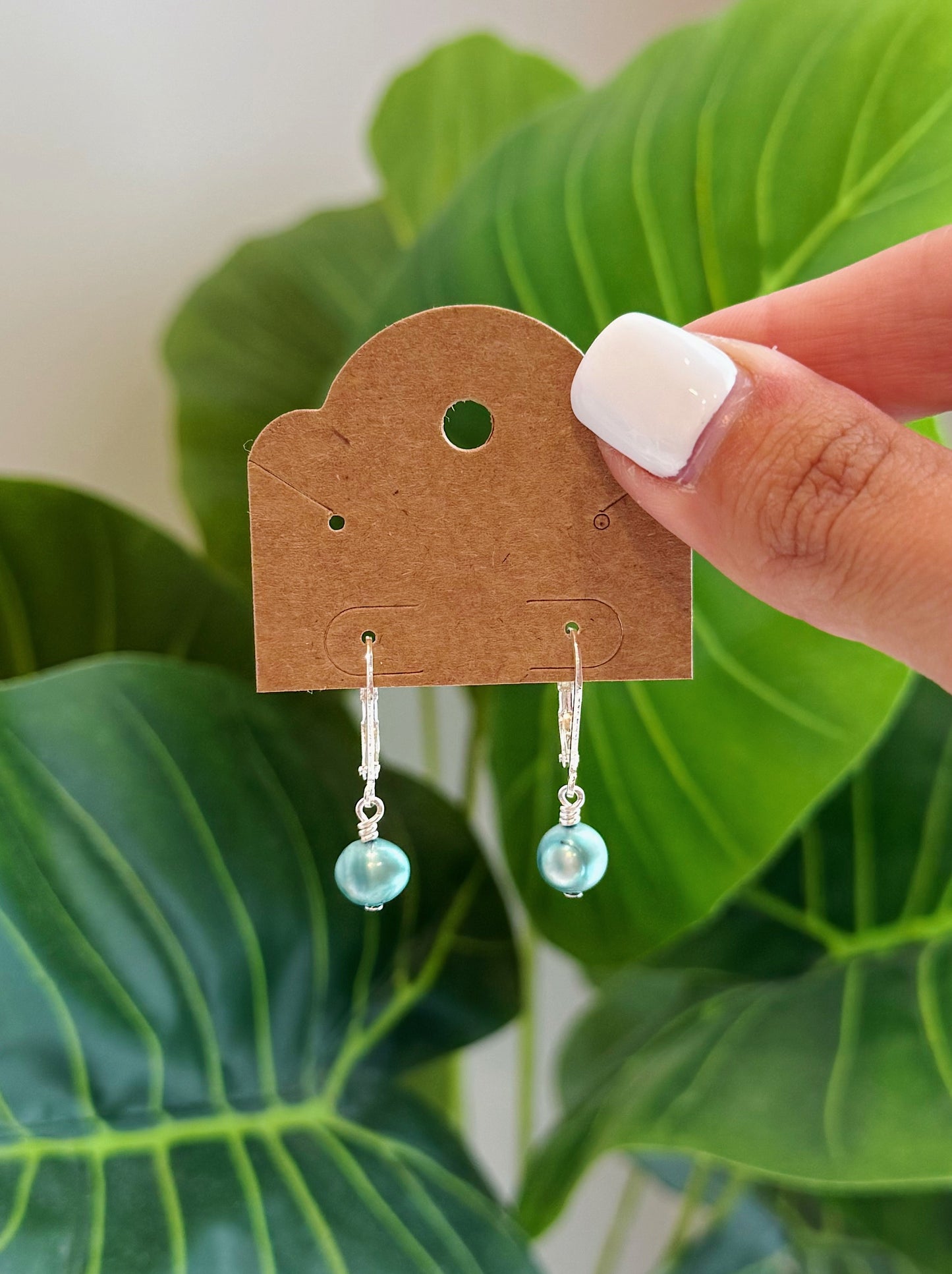 Silver Teal Baroque Pearl Earrings