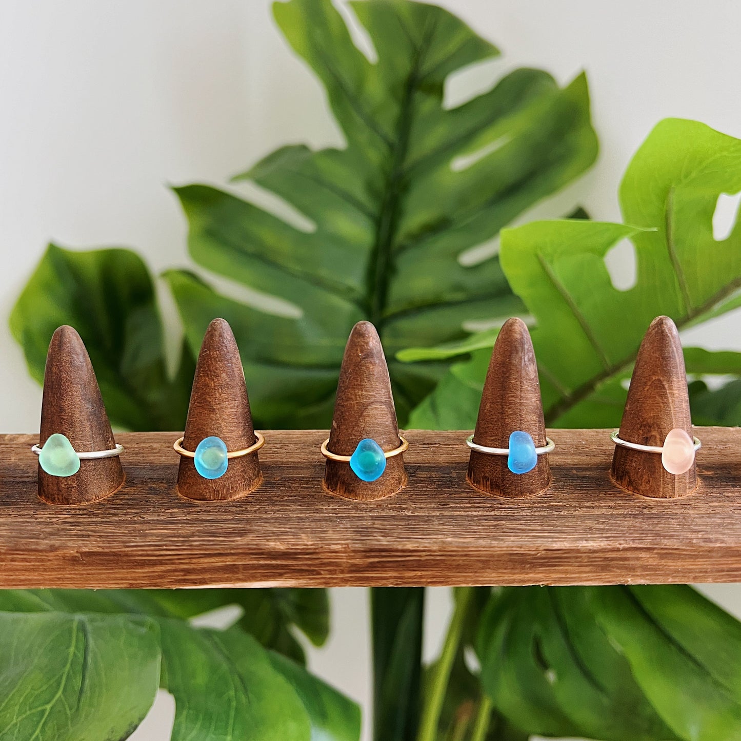 Sea Glass Adjustable Rings (Size 7)