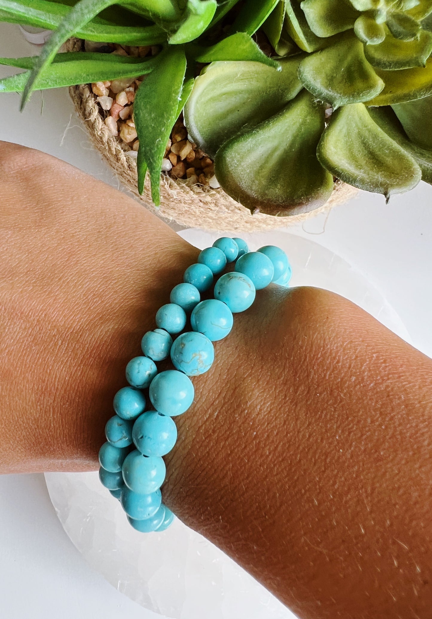 6mm Turquoise Gemstone Bracelet