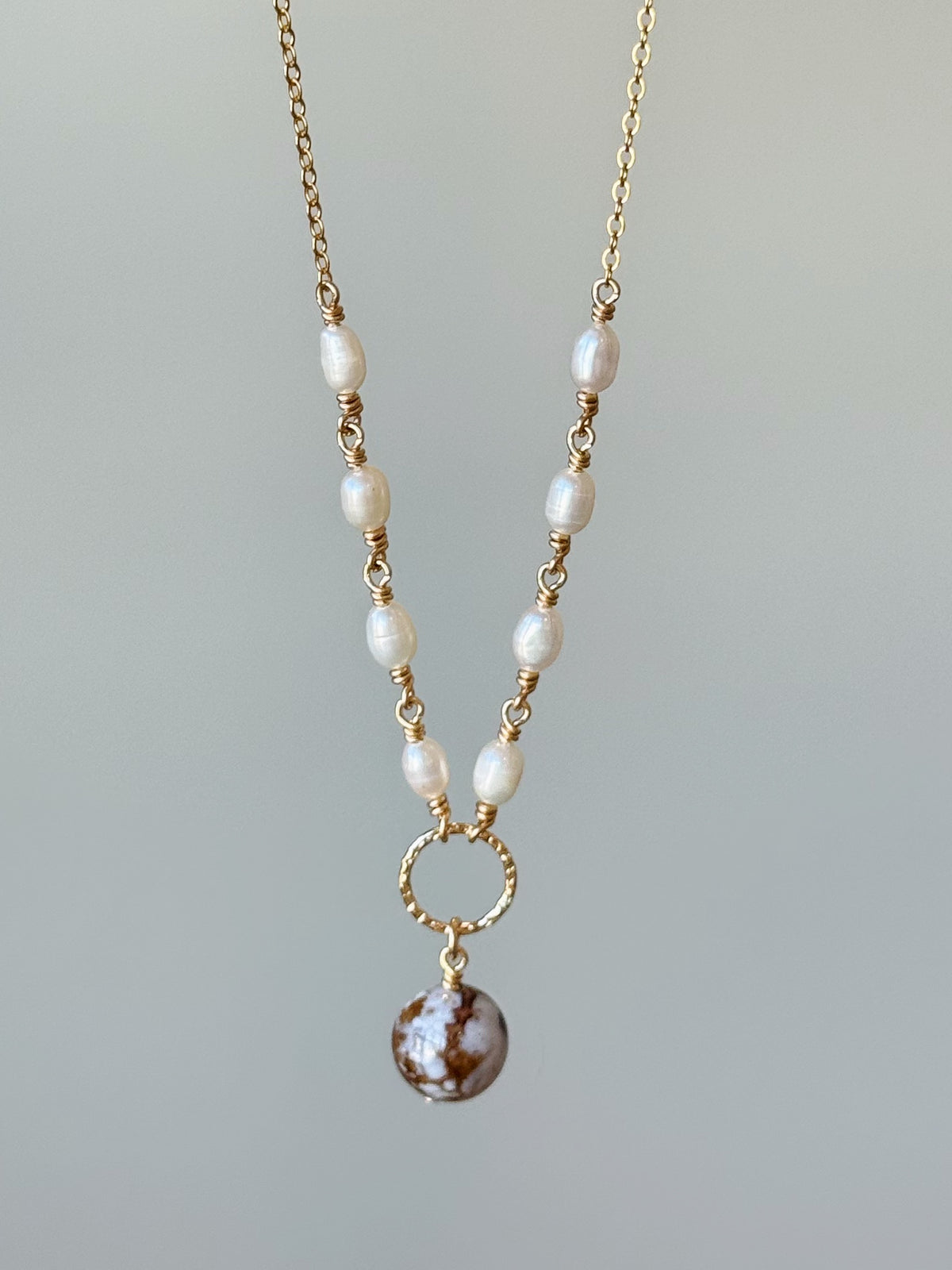 Gold Filled Baroque Pearl Moonstone Necklace
