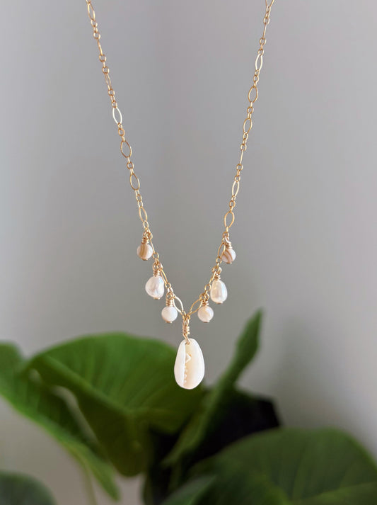 Gold Filled Fancy Cowrie Shell Necklace