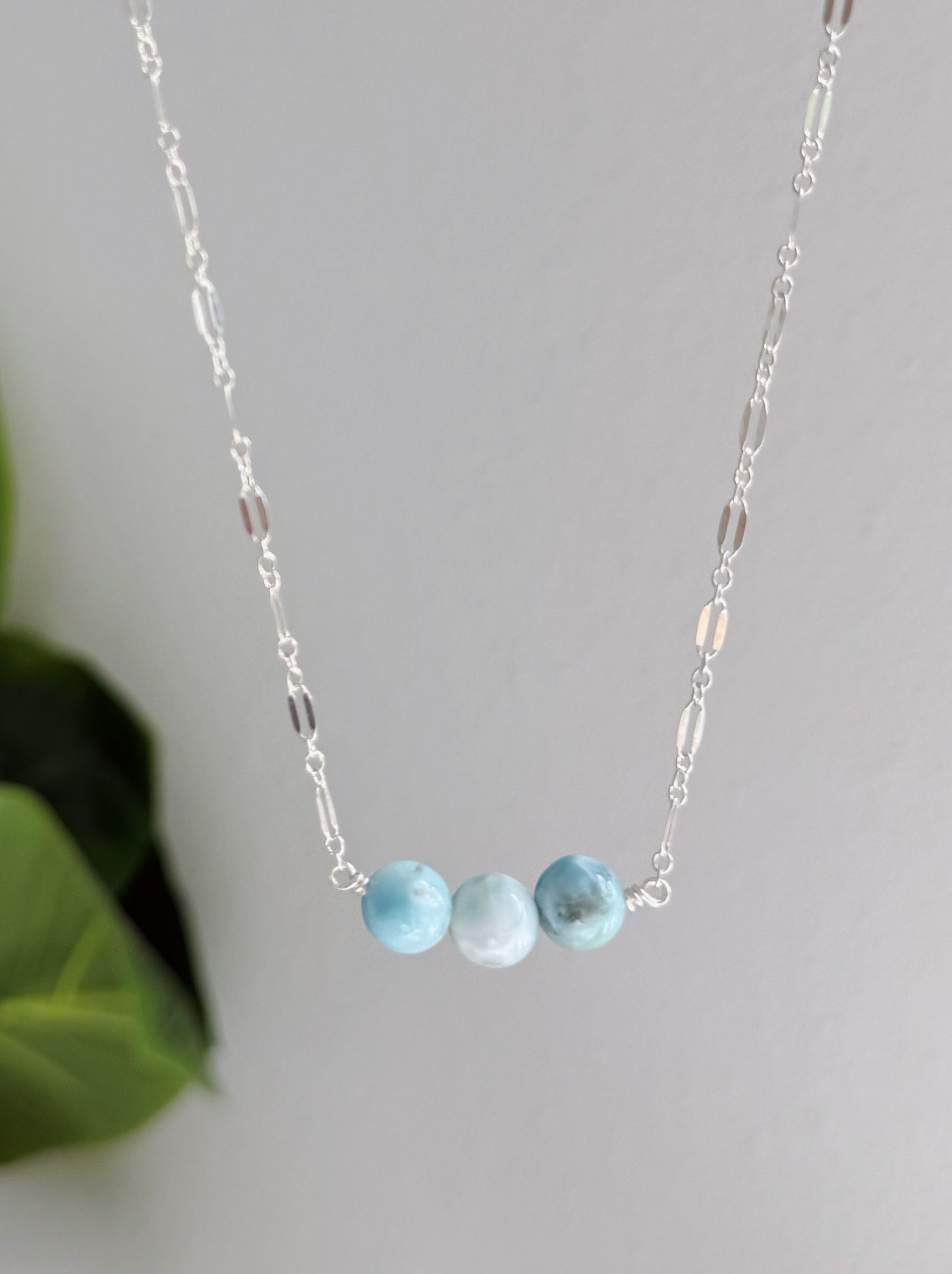 Sterling Silver Sparkle Larimar Gemstone Necklace