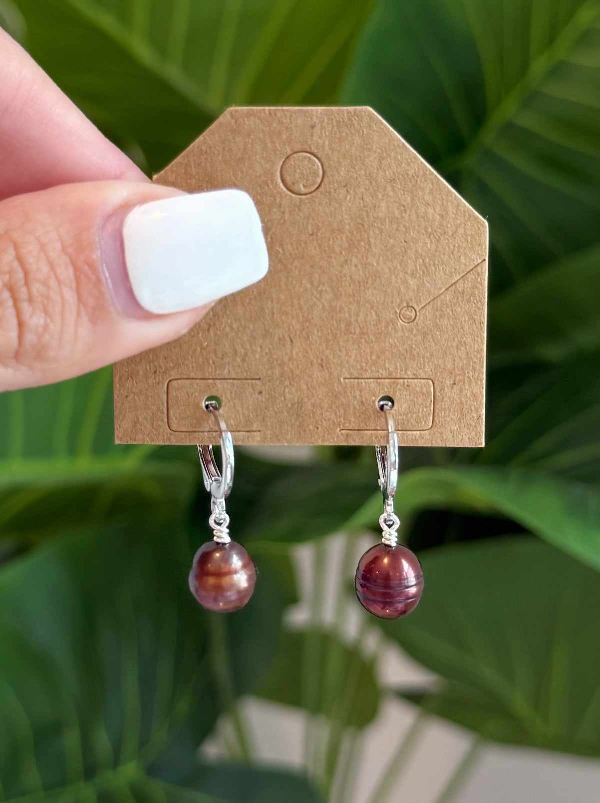 Sterling Silver Single Brown Pearl Hoops