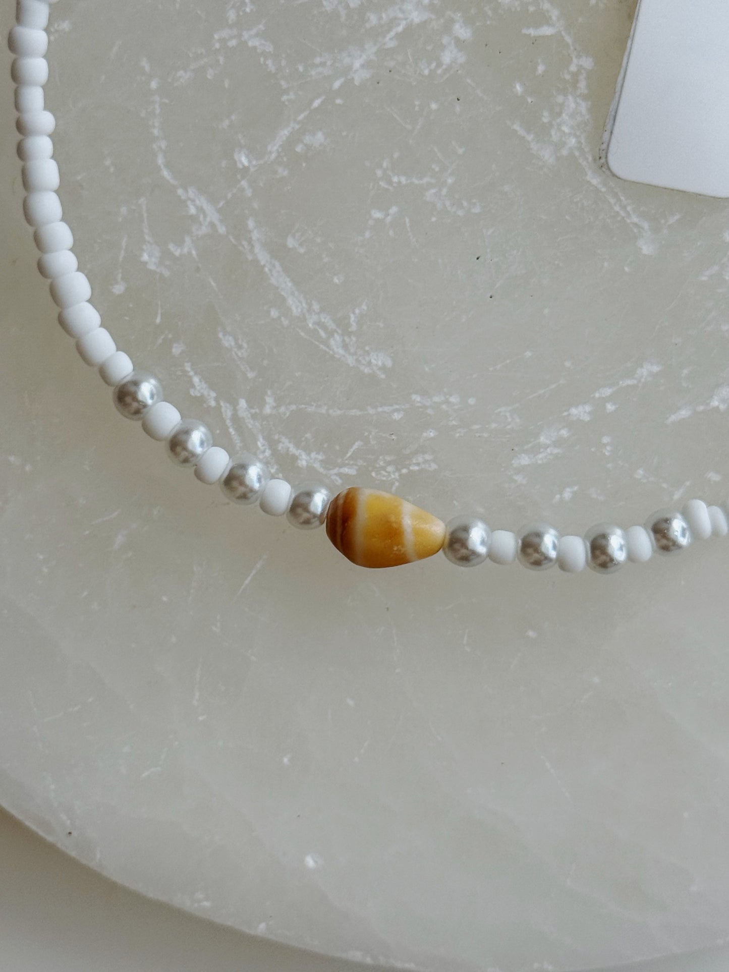 Orange Cone Shell Pearl Beaded Anklet