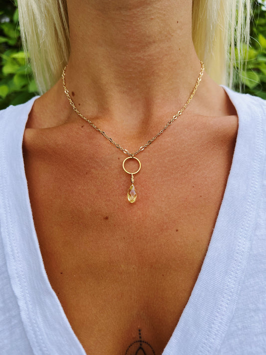 Yellow Drop Gold Necklace