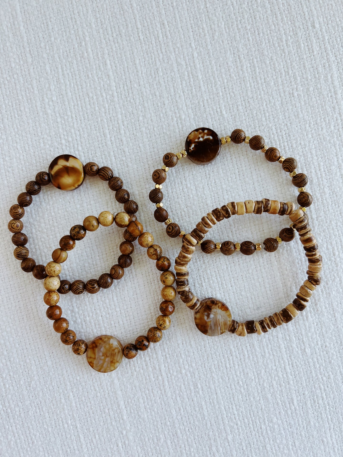 Wooden Brown Agate Bracelets