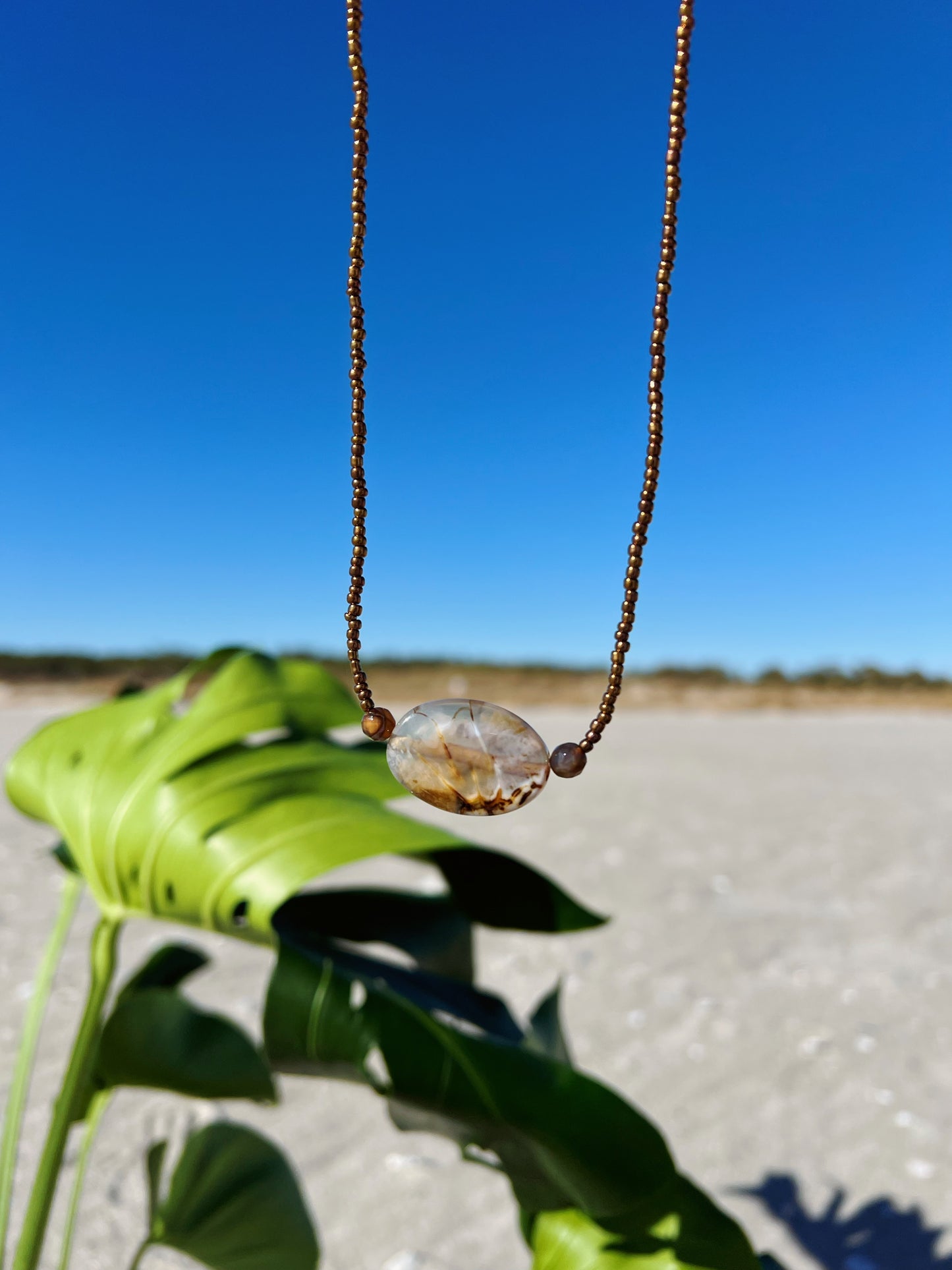 Neutral Agate Beaded Necklace