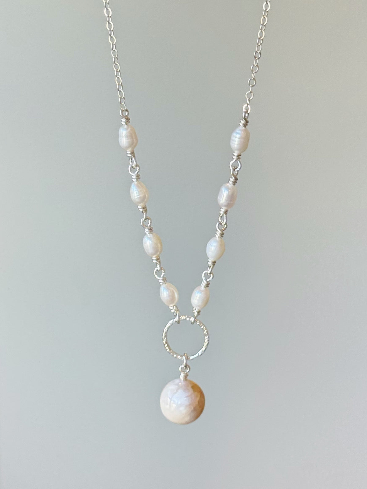 Sterling Silver Baroque Pearl Moonstone Necklace
