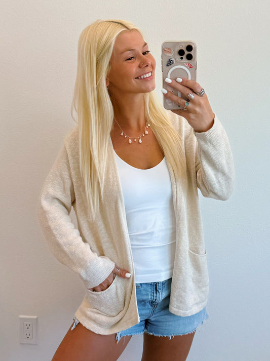 Double Pocket Open Cardigan