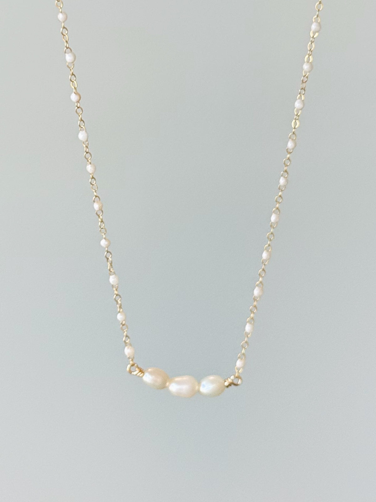 Gold Filled Pearl Bar Necklace